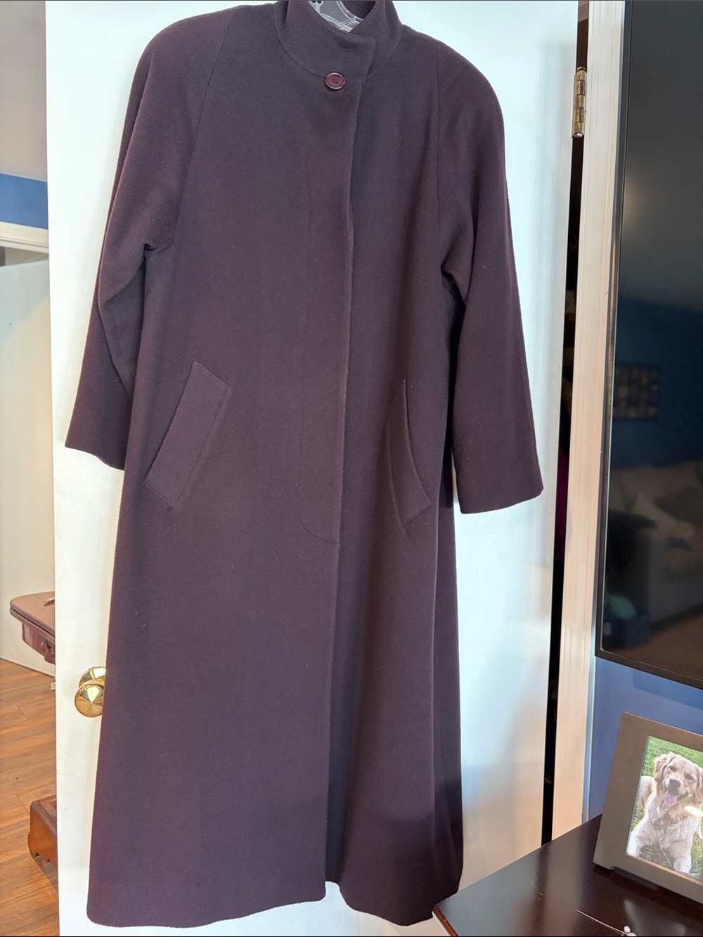 Vintage Jones New York 100% Pure Wool Hidden Button Maxi Coat Jacket